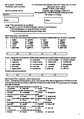 Đề thi chọn học sinh giỏi cấp tỉnh môn Tiếng Anh Lớp 12 - Năm học 2015-2016 - Sở GD & ĐT Thanh Hóa (Có đáp án)